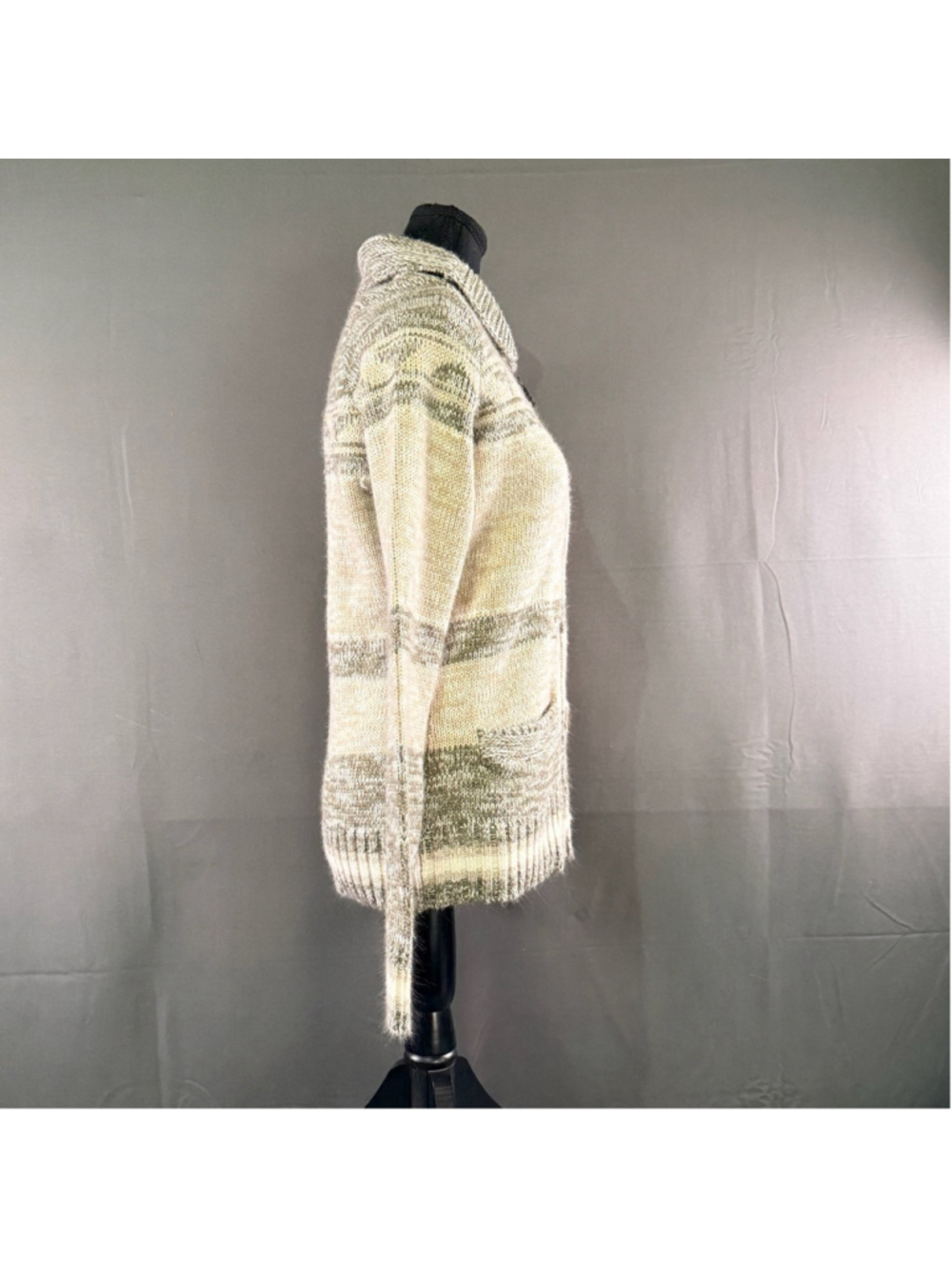 Triple Five Soul Women M Fair Isle Zip Cardigan Vintage Y2K Nordic Cream Sweater - Picture 5 of 12